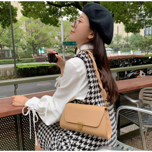 READY STOCK!!!SSB1102 2Strap Leather Sling Bag Shoulder Tote Bag Retro Solid Sling Bag Women Korean Style Casual Hand