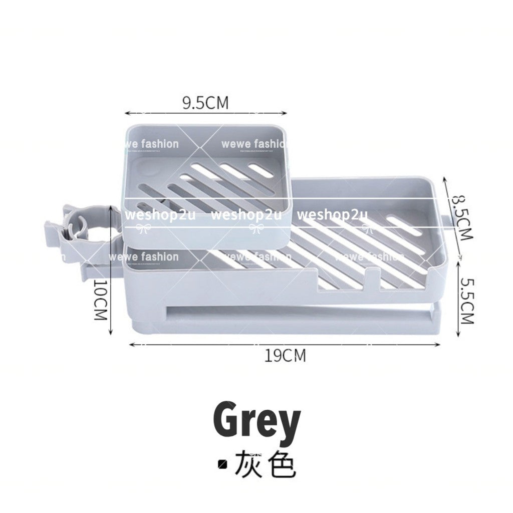 READY STOCK!!!Home Rotatable Hanging Double Layer Sink Faucet Kitchen Storage For Dish Cloth Drain Rack旋转滤水晾布架