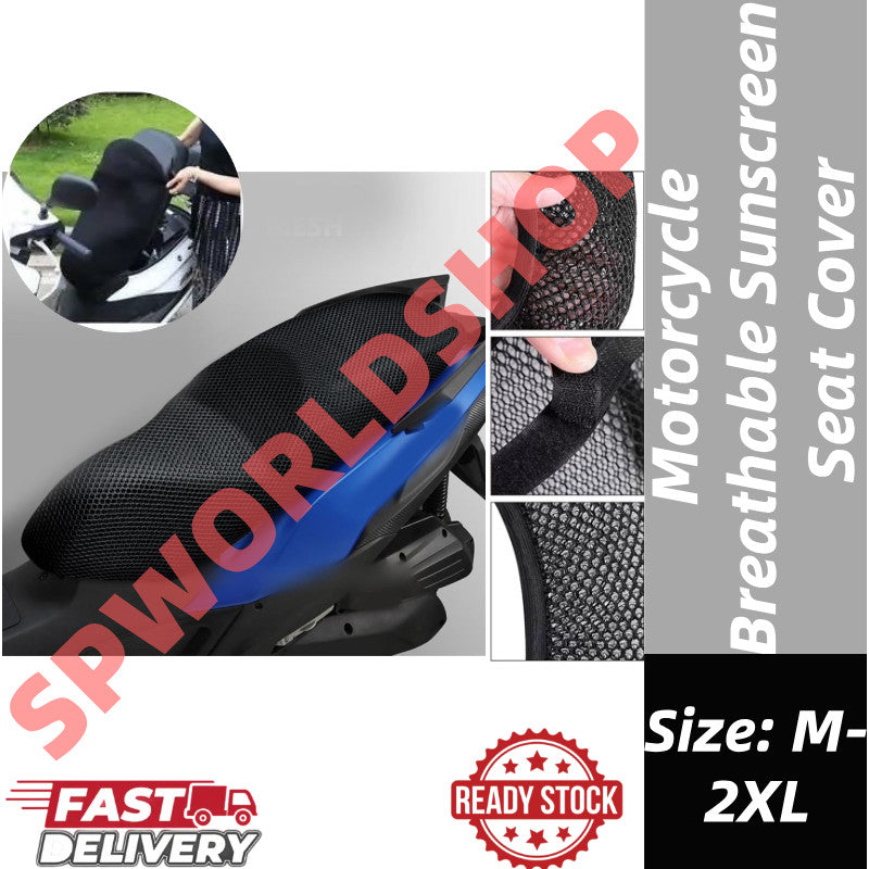 【ReadyStock】New Black Motorcycle Electric Bike Net Seat Cover Mesh Cooling Protector Cushion High Quality