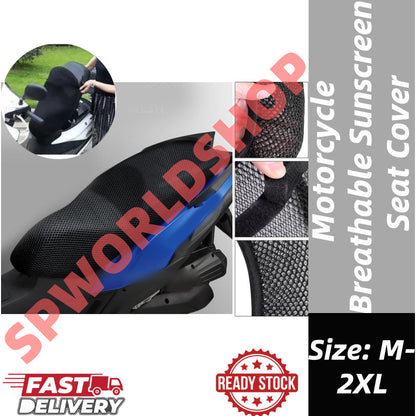 【ReadyStock】New Black Motorcycle Electric Bike Net Seat Cover Mesh Cooling Protector Cushion High Quality