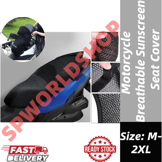 【ReadyStock】New Black Motorcycle Electric Bike Net Seat Cover Mesh Cooling Protector Cushion High Quality