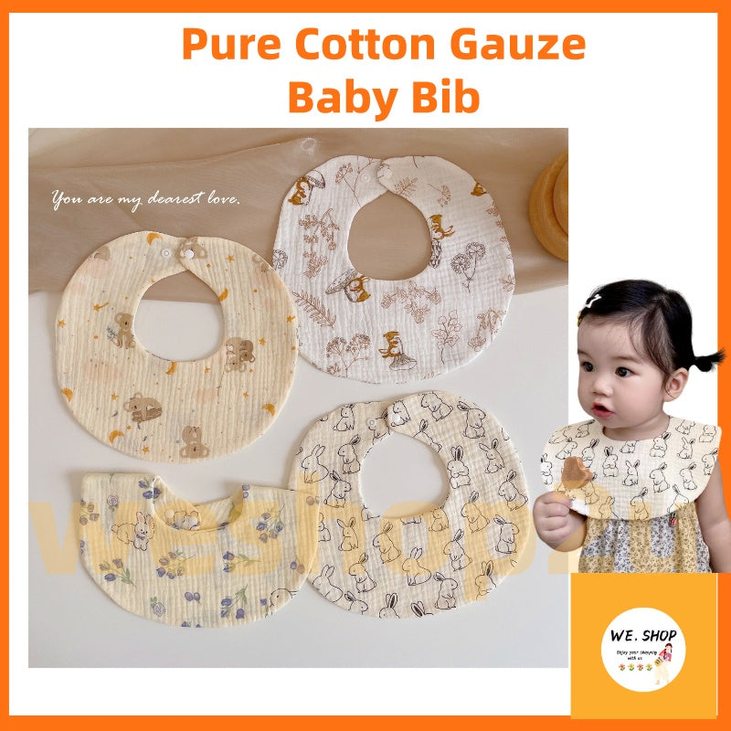 READY STOCK‼️ Baby Infant Saliva Towel | 100% Cotton Bibs | 360° Rotating Reversible Baby Bib  婴儿口水巾 | 100%纯棉围兜