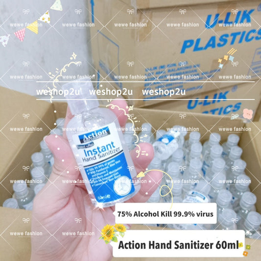 Ready Stock!!!ACTION Hand Sanitizer 60ml Original 75% Alcohol KILL 99/9 GERMS POCKET HAND SANITIZER免洗手消毒液