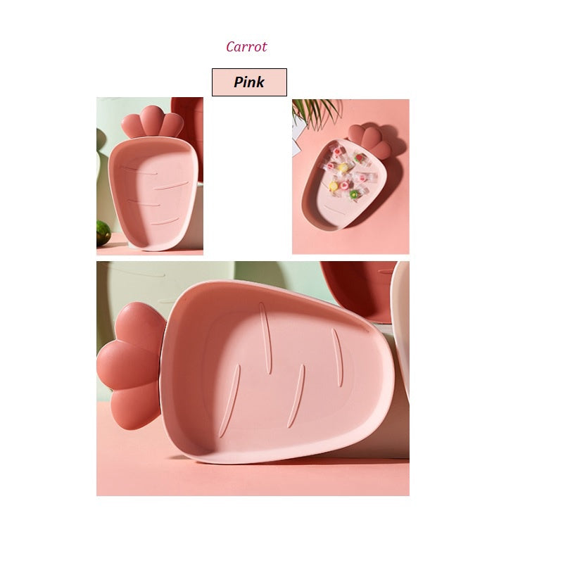 READY STOCK!!!Cute Carrot Clouds Strawberry Shape Plastic Snacks Fruit Plate