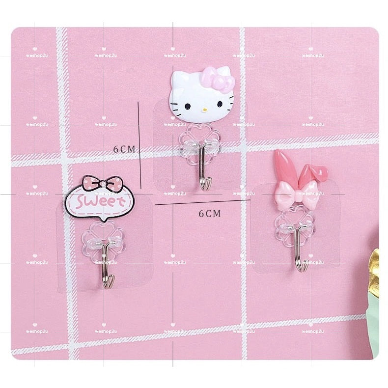READY STOCK!!!Penyangkut Pakaian Lutsinar Gantung Dinding - Wall Hooks Cutie Kitty/Doraemon Kitchen Bathroom