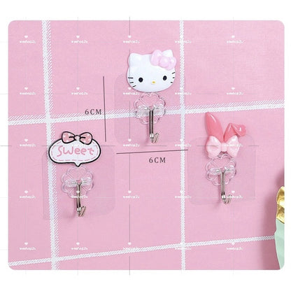 READY STOCK!!!Penyangkut Pakaian Lutsinar Gantung Dinding - Wall Hooks Cutie Kitty/Doraemon Kitchen Bathroom