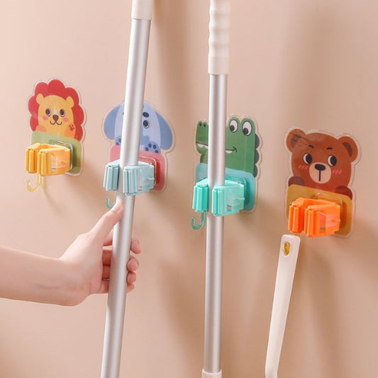 READY STOCK!!! Bathroom Cartoon Punch-Free Mop Hook | Storage Rack Mop Sangkut Penyangkut Clip 收纳拖把夹架