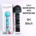 READY STOCK!!!2in1 Drinking Water Leak Proof Water Bottle with medicine box 600ml 药盒水瓶