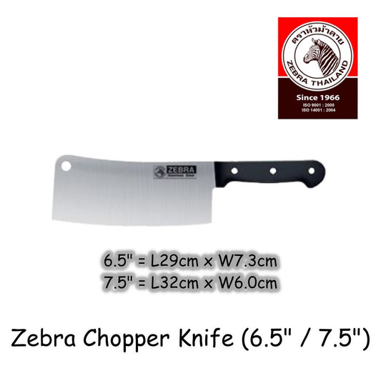 READY STOCK!!! (100% Original) Zebra Thailand Stainless Steel Chef Chopper Knife (6.5" / 7.5")