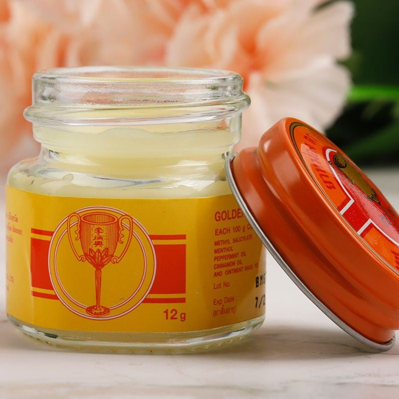 READY STOCK!!!THAI GOLDEN CUP BALM  MUSCULAR PAIN HEADACHES RELIEF HERBS 12g/22g/50g 泰国金杯膏