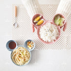 READY STOCK!!!3pcs Set Tableware Mickey/Minnie Kid Children Dish Plate Set Mickey Feeding Spoon Fork Plate Training Bowl