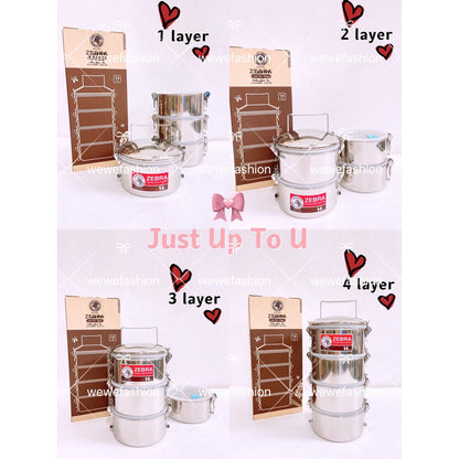 READY STOCK!!!(100% Original) Zebra Thailand Stainless Steel 2/3/4/5 Layer Food Carrier (16cm)