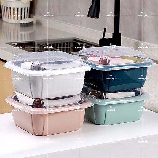 READY STOCK!!!2 IN 1 Double Layer Tupperware Drain Container Washing Drain Basket Container