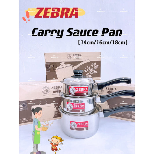READY STOCK!!!Zebra SUS304 Stainless Steel CARRY Sauce Pan [14cm, 16cm, 18cm]