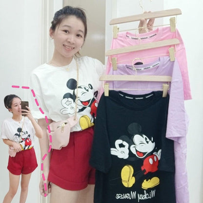 READY STOCK!!!Summer Blouse Clothing Short-sleeved baju T-shirt / Tees Loose Student Casual Shirt Oversize Mickey Minnie