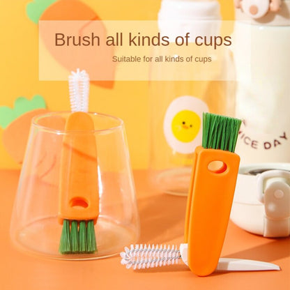 3 in 1 Cup Cover Brush Multifunctional Cleaning Tools Kitchen Mini Cup Glass Cover Brush Bottle Brush_Martin萝卜刷