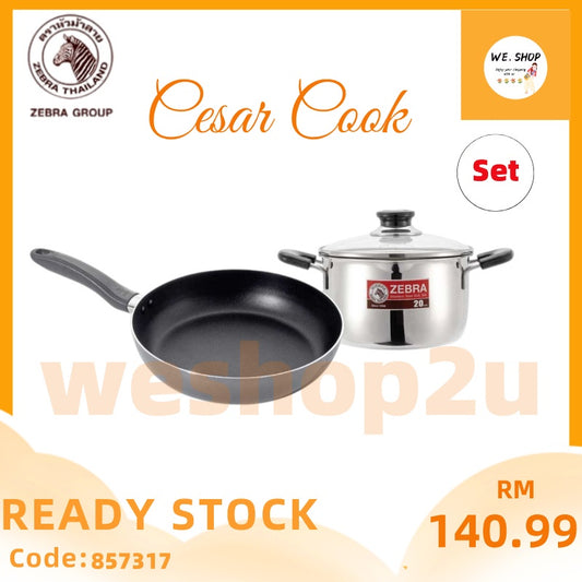 READY STOCK!!! 100% Original THAILAND Zebra Cesar Cook 3PCS Cookware Set, Stainless Steel