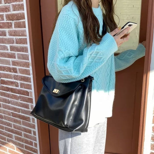 READY STOCK!!!BSB1101 PU Sling Bag New Fashion Casual Lady Handbag Beg Solid Color Shoulder Casual Bucket Bags大容量斜挎包