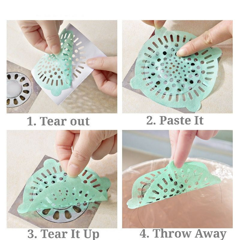 READY STOCK!!!Bathroom Floor Drain Sticker Cover Hair Filter Catcher  Remover Pelekat Penapis Sisa Makanan Rambut 地漏贴
