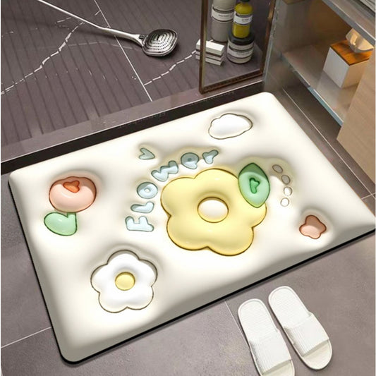 READY STOCK!!!Flowers Strawberry Bear 3D Floor Mat Bath Carpet 40*60cm Anti-slip Quick-drying Pad Kitchen Bathroom Mat