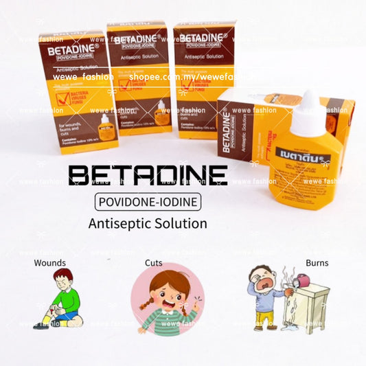 READY STOCK!!!Betadine Povidone-Iodine Antiseptic Solution for Cuts/Wounds/Burns 15cc 泰国正品betadine黄药水杀菌消毒液烧伤/创伤/刀伤