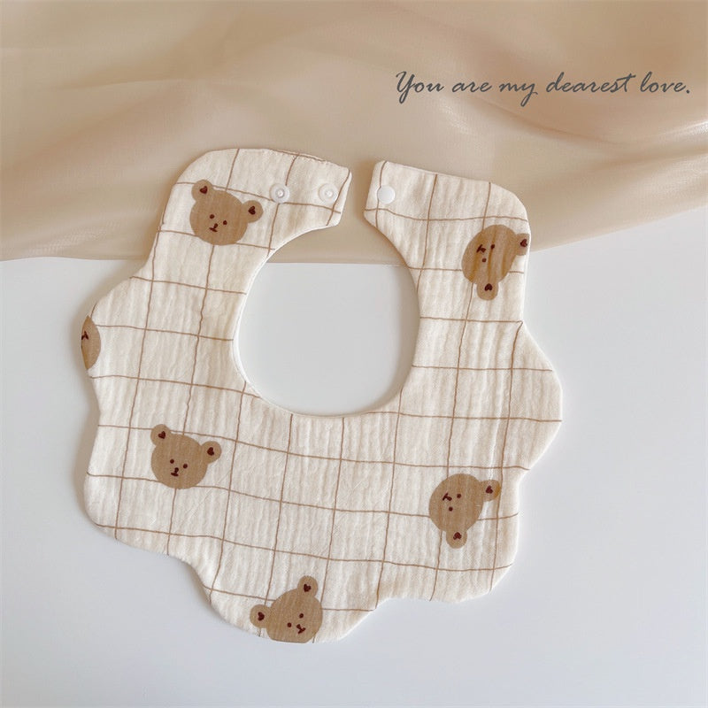 READY STOCK‼️ Baby Infant Saliva Towel | 100% Cotton Bibs | 360° Rotating Reversible Baby Bib  婴儿口水巾 | 100%纯棉围兜