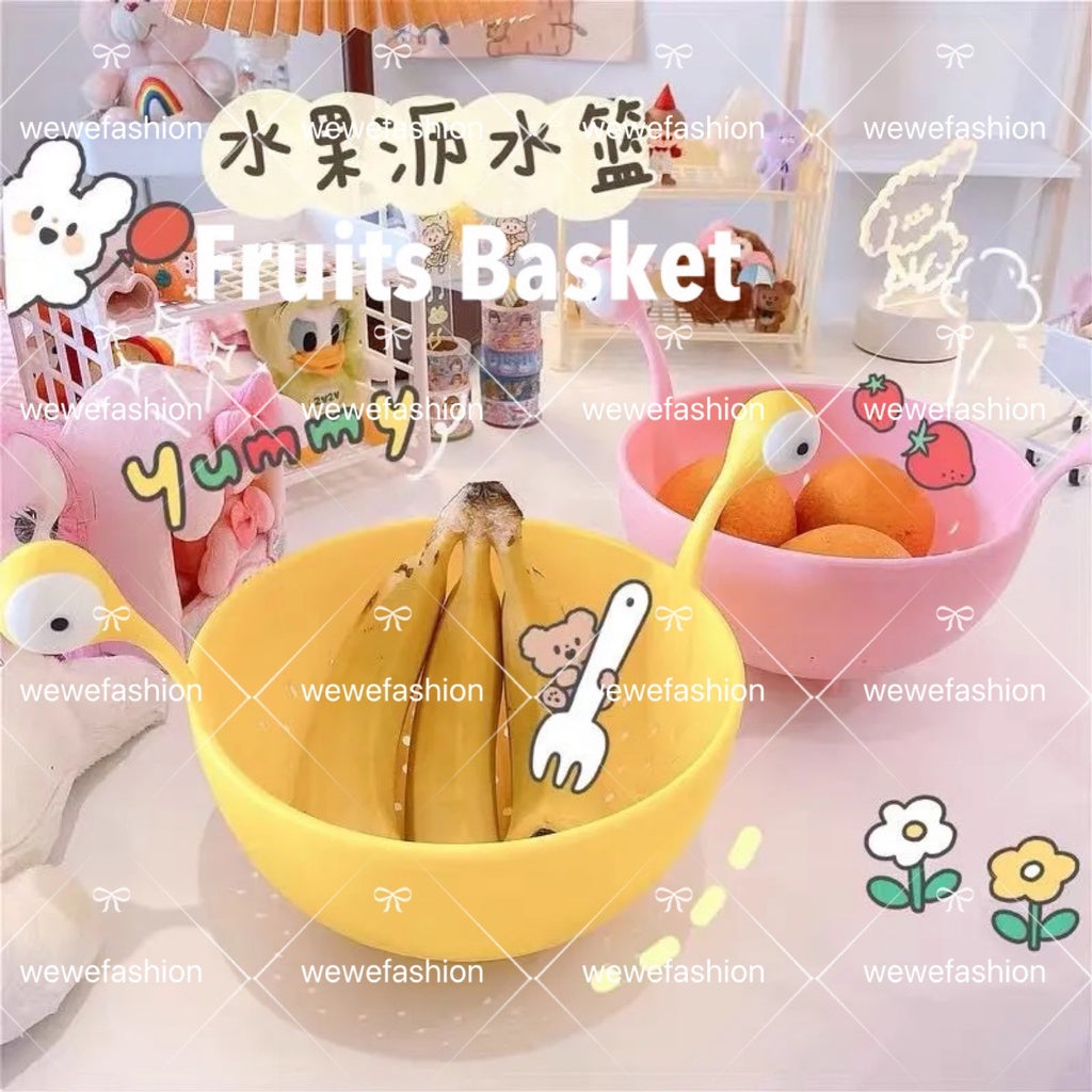 READY STOCK!!!Cartoon Monster Colander Fruit & Veg Washing Basket Drain Basket Multi Function Storage Basket 水果/蔬菜多功能滤水篮
