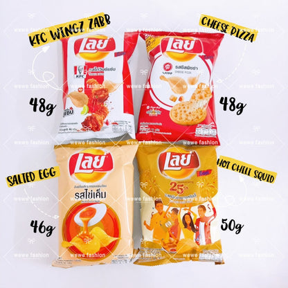 READY STOCK!!!Lay's Snack KFC Wingz Zabb🍗 Cheese Pizza /Salted Egg/Hot Chili Squid [46g/48g/50g] Original THAILAND