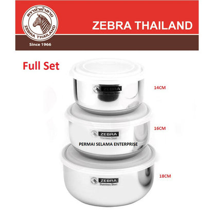 READY STOCK!!!100% Original Thailand Zebra Stainless Steel Food Storage Set 14cm To 18cm with Lip