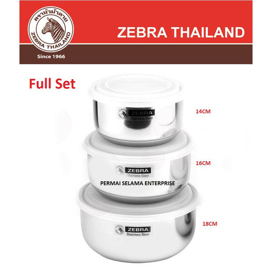 READY STOCK!!!100% Original Thailand Zebra Stainless Steel Food Storage Set 14cm To 18cm with Lip