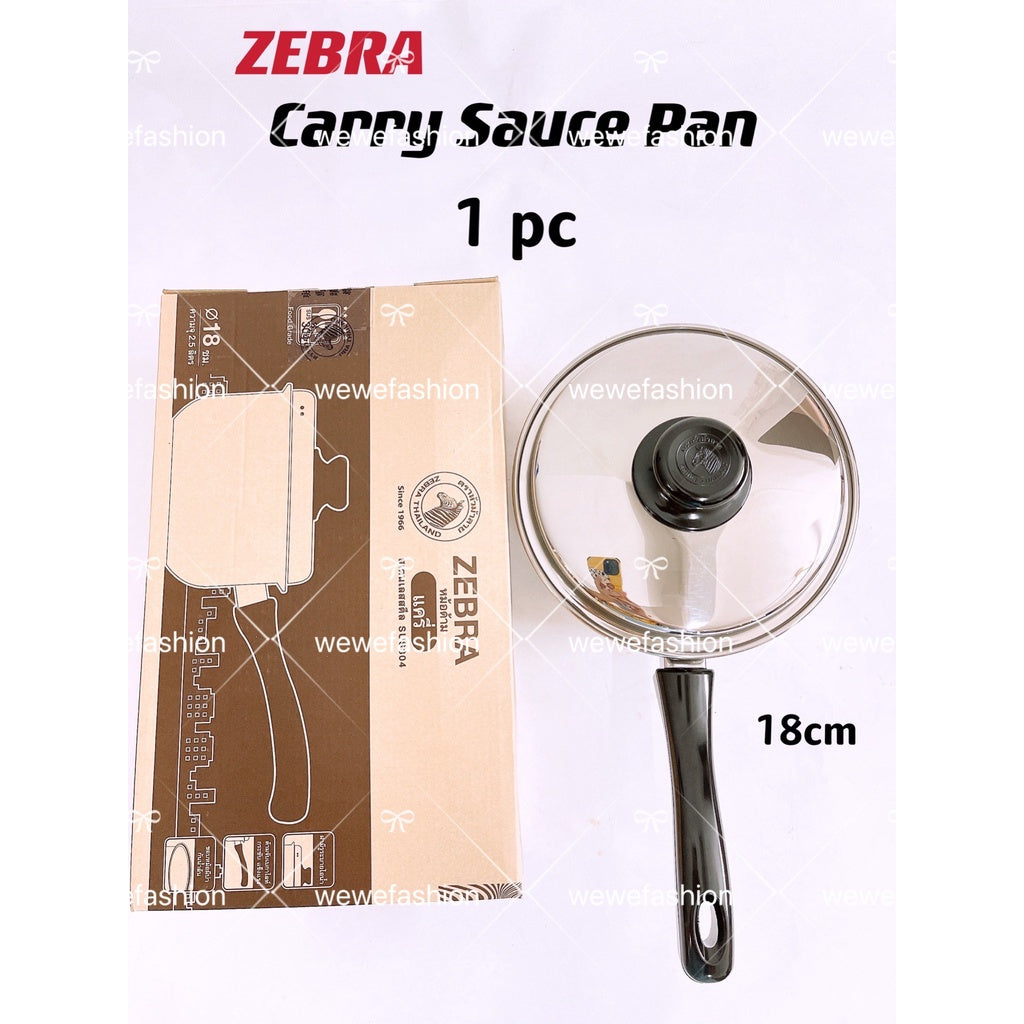 READY STOCK!!!Zebra SUS304 Stainless Steel CARRY Sauce Pan [14cm, 16cm, 18cm]