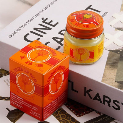 READY STOCK!!!THAI GOLDEN CUP BALM  MUSCULAR PAIN HEADACHES RELIEF HERBS 12g/22g/50g 泰国金杯膏