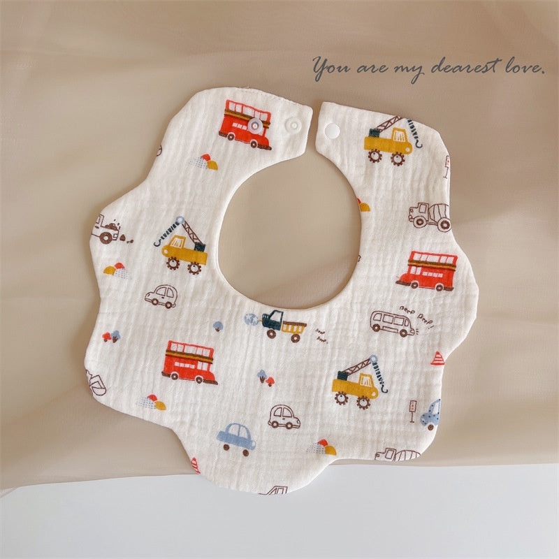 READY STOCK‼️ Baby Infant Saliva Towel | 100% Cotton Bibs | 360° Rotating Reversible Baby Bib  婴儿口水巾 | 100%纯棉围兜