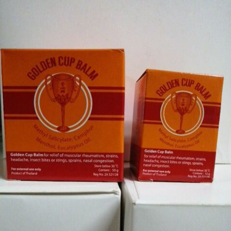 READY STOCK!!!THAI GOLDEN CUP BALM  MUSCULAR PAIN HEADACHES RELIEF HERBS 12g/22g/50g 泰国金杯膏