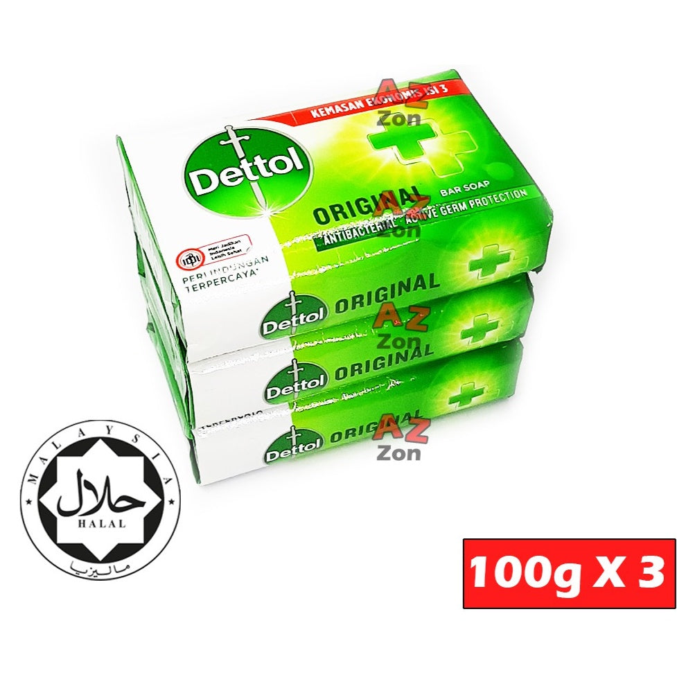 READY STOCK!!!Dettol Original Antibacterial Active Germ Protection Bar Soap 100G X 3PCS #Dettol#Sabun #Antibacterial