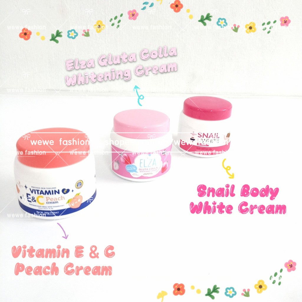 READY STOCK!!!AR Full Set Vitamin E Moisturizing Whitening Snail White Body Cream 200g