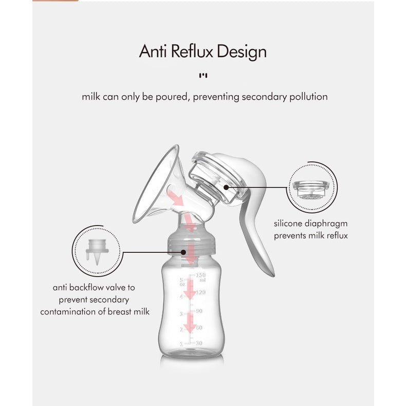 READY STOCK!! Breast Pump Manual Milk Pam Susu Baby Breastpump  Nipple Puting Teat 150ml Feeding Bottles BPA Free 手动吸奶器