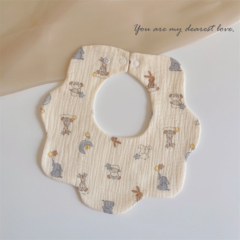 READY STOCK‼️ Baby Infant Saliva Towel | 100% Cotton Bibs | 360° Rotating Reversible Baby Bib  婴儿口水巾 | 100%纯棉围兜