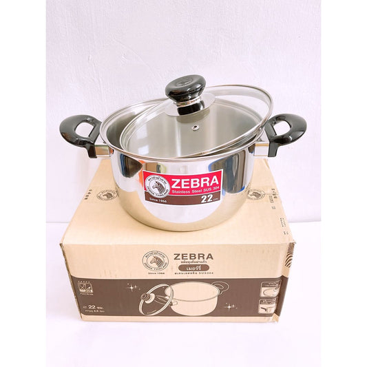READY STOCK!!! Original THAILAND Zebra Souce Pot Merry 22cm 【Glass Lid】
