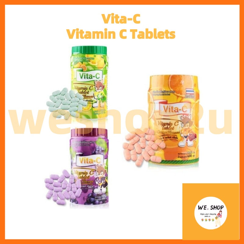 VITA-C Vitamin C Am 1000 Tablets (4 Flavors: Pineapple/Orange/Grape/Lemon) (1 Tin=1000 Tablets)
