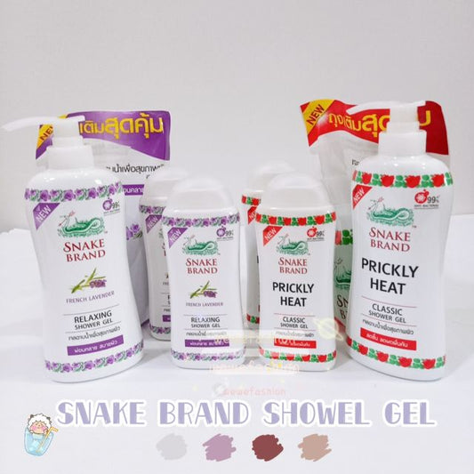 READY STOCK!!!! Snake Brand healty shower soap Prickly Lavender 180ml/400ml/450ml 蛇粉洗身露 Original Thailand