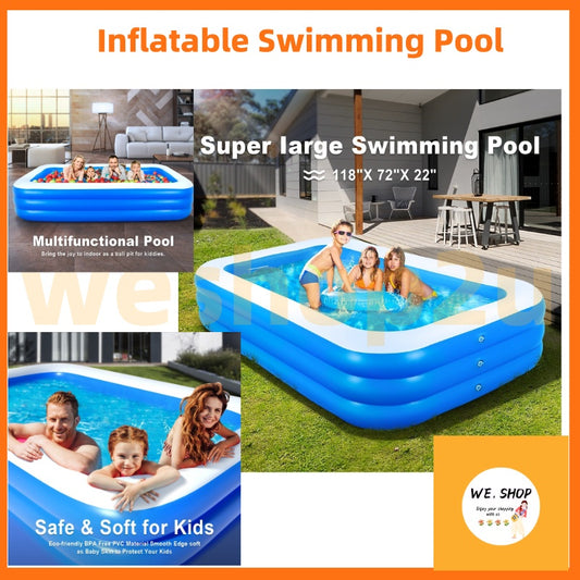 READY STOCK!!! Inflatable Swimming Pool | Large Family & Kids Pool | Durable & Easy Setup 充气游泳池