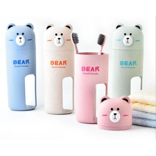 READY STCOK!!!Travel Wash Toiletries Cup Set Cutie Cartoon Toothbrush Box Storage Brushing Cup Mouthwash Cup