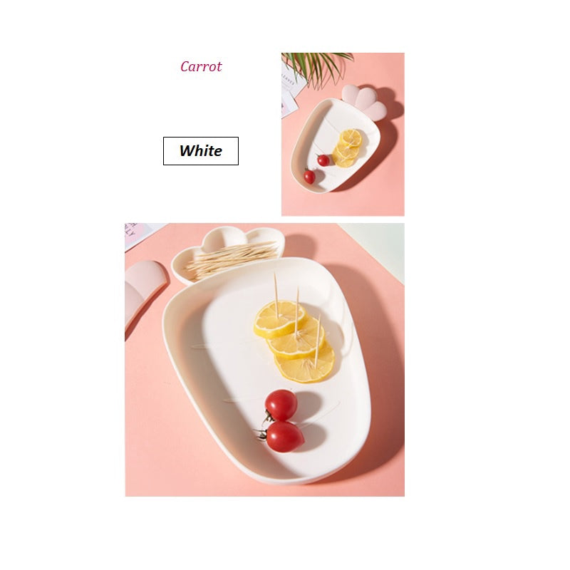 READY STOCK!!!Cute Carrot Clouds Strawberry Shape Plastic Snacks Fruit Plate