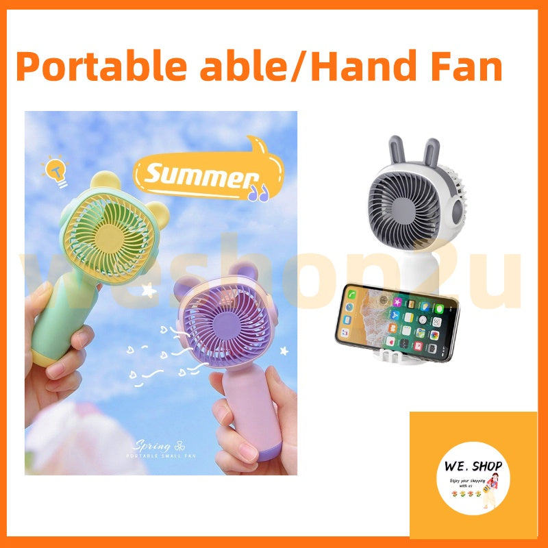 READY STOCK‼️ Mini Portable Clip Fan | USB Rechargeable | Cute Cartoon Desk & Handheld Fan 迷你便携式风扇