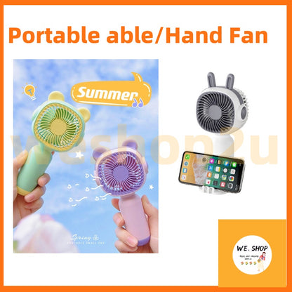 READY STOCK‼️ Mini Portable Clip Fan | USB Rechargeable | Cute Cartoon Desk & Handheld Fan 迷你便携式风扇