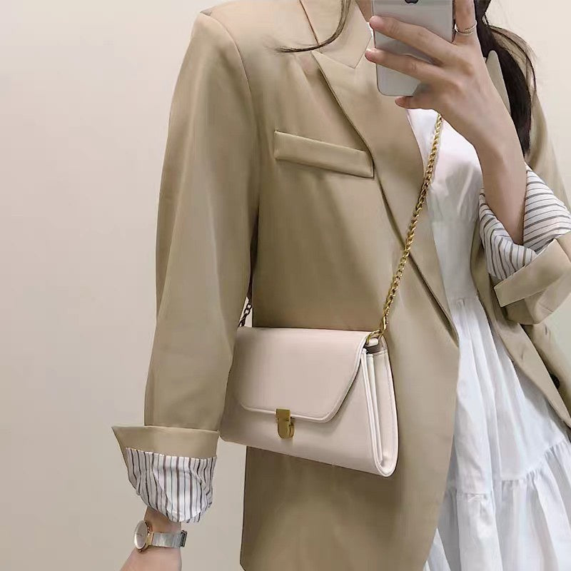 READY STOCK!!!SSB1102 2Strap Leather Sling Bag Shoulder Tote Bag Retro Solid Sling Bag Women Korean Style Casual Hand