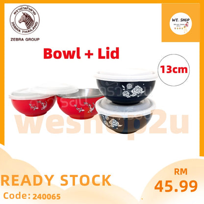 READY STOCK!!!100% Zebra Thailand Lunch Box / Children 's Lunch Box / Lunch Bowl / Stainless Steel Color Bowl
