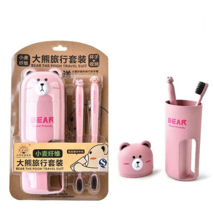 READY STCOK!!!Travel Wash Toiletries Cup Set Cutie Cartoon Toothbrush Box Storage Brushing Cup Mouthwash Cup