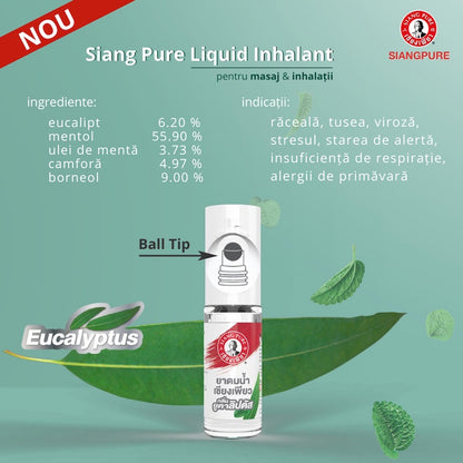 Siang Pure Oil 上標油滾珠 Green Eucalyptus Ball Tip 上標油滾珠 Green Eucalyptus 3ml Siang Pure Liquid Inhalant Roller